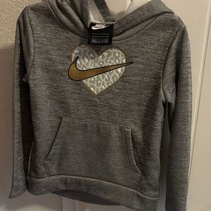Nike Gray Hoodie with Gold and White Heart